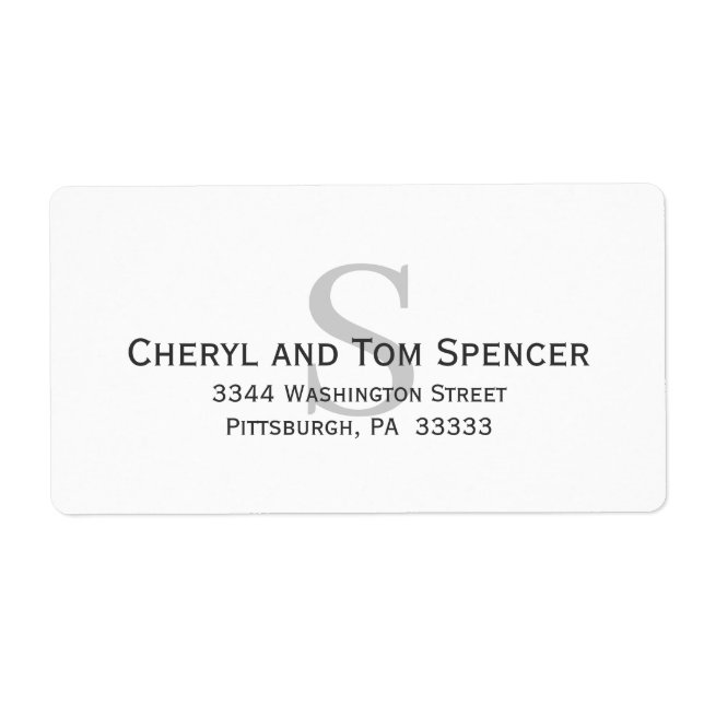 Etiqueta Monograma clásico de fácil lectura grande (Frente)