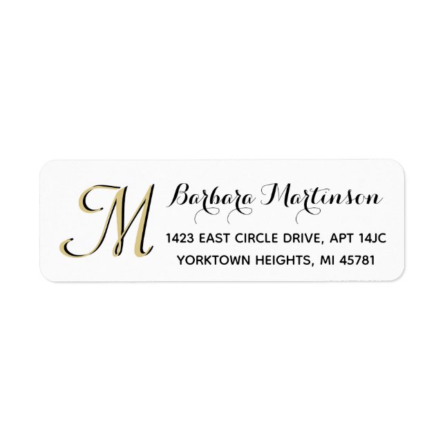 Etiqueta Monograma clásico del Personalizado de oro blanco  (Frente)