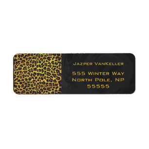 Etiqueta Monograma con leopardo marrón y amarillo