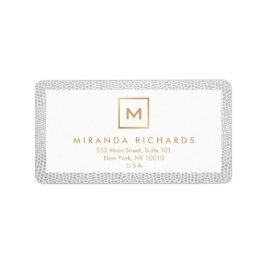 Etiqueta Monograma con logotipo de caja con Piel de serpien