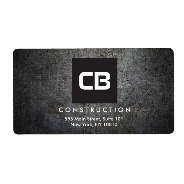 Etiqueta Monograma cuadrado negro Construcción Metalizado g (Frente)