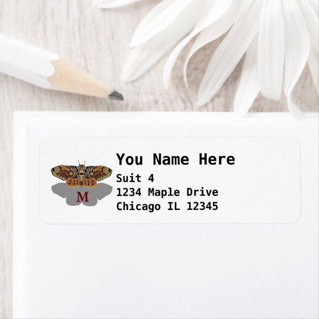 Etiqueta Monograma de Brahmin Moth (In situ)