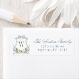 Etiqueta Monograma de color de agua Escudo de nueces inicia