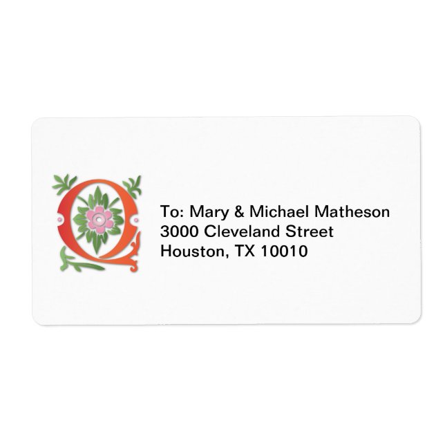 Etiqueta Monograma de Fleur-de-lis Q (Frente)