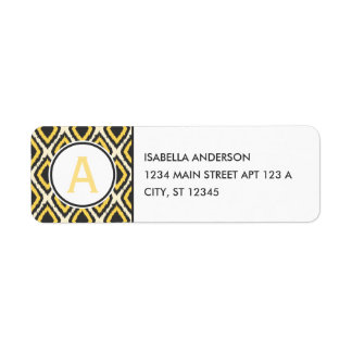 Etiqueta Monograma de Ikat amarillo