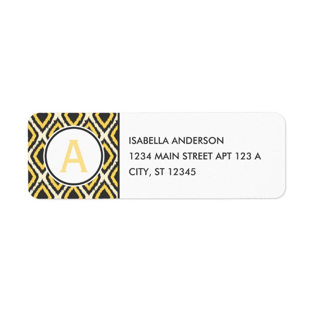 Etiqueta Monograma de Ikat amarillo (Frente)