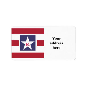 Etiqueta Monograma de la bandera de los Estados Unidos de p