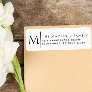 Etiqueta Monograma de la familia elegante de direcciones de