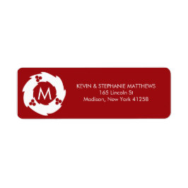 Etiqueta Monograma de Navidades rojos y blancos