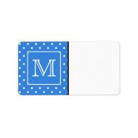 Monograma del patrón de puntos de polka azul y bla