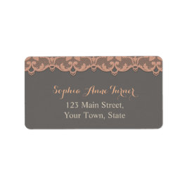 Etiqueta Monograma del Personalizado de encaje gris de colo