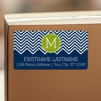 Monograma del Personalizado de los Chevrons azul y