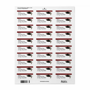 Etiqueta Monograma del título de graduación rojo color de l