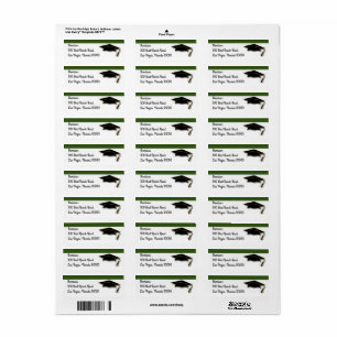 Etiqueta Monograma del título de graduación verde de color 