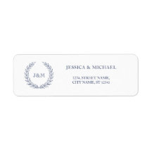 Monograma elegante Boda de guirnaldas azules de la