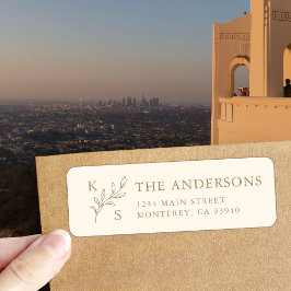 Etiqueta Monograma elegante de Boda floral de vegetación