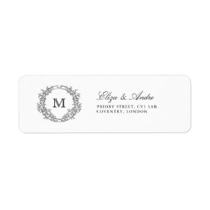 Etiqueta Monograma Escudo Elegant Wedant Return Address