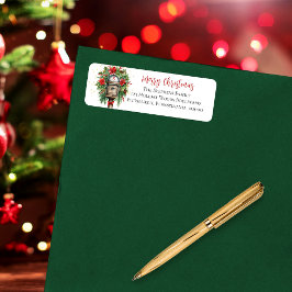 Etiqueta Monograma floral de buzón de correo de vacaciones 