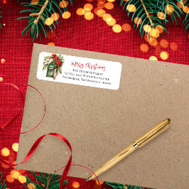 Etiqueta Monograma floral de buzón de correo de vacaciones 