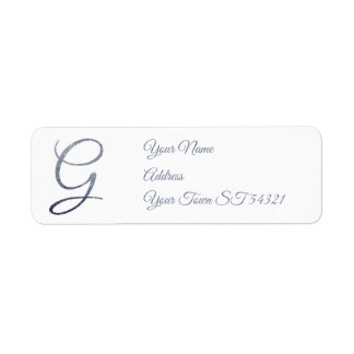 Etiqueta Monograma G elegante con brillo plateado personali