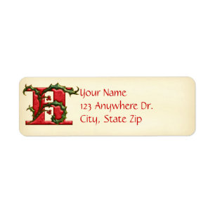 Etiqueta Monograma H del acebo del navidad