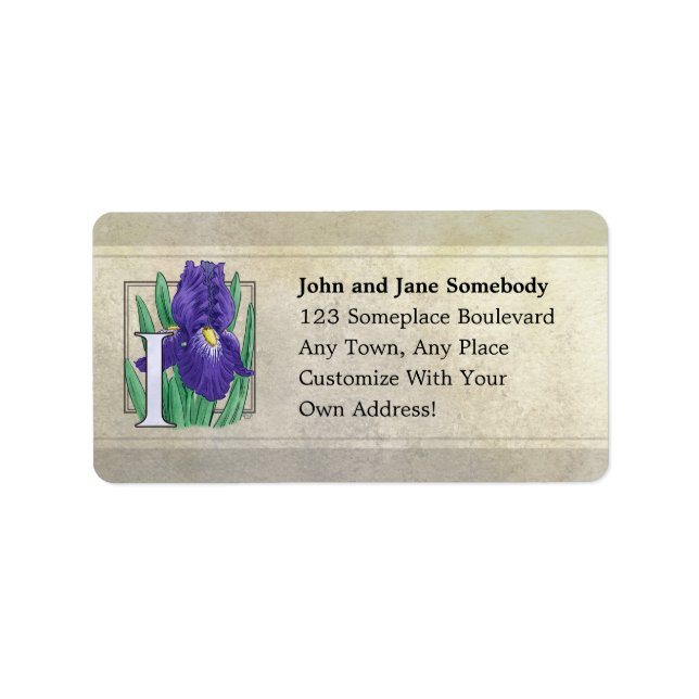 Etiqueta Monograma I para la flor de iris (Frente)