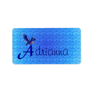 Etiqueta Monograma Inicial A de Bluebird Personalizado