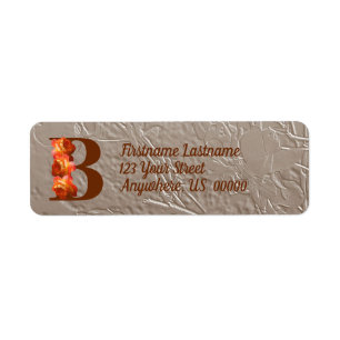 Etiqueta Monograma inicial B de rosa naranja Dirección 