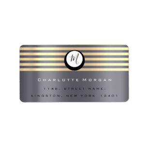 Etiqueta Monograma Lux Gray Champaigne Gold RSVP Stripes