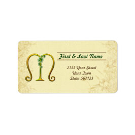 Etiqueta Monograma M de oro irlandés