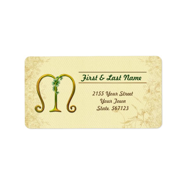 Etiqueta Monograma M de oro irlandés (Frente)