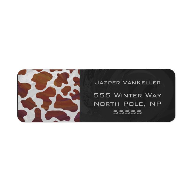 Etiqueta Monograma marrón y blanco de vaca (Frente)