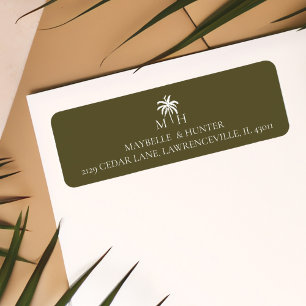Etiqueta Monograma mínimo del árbol de palmas tropical