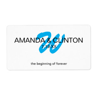 Etiqueta Monograma moderno   Bridal Water Bottle Favors