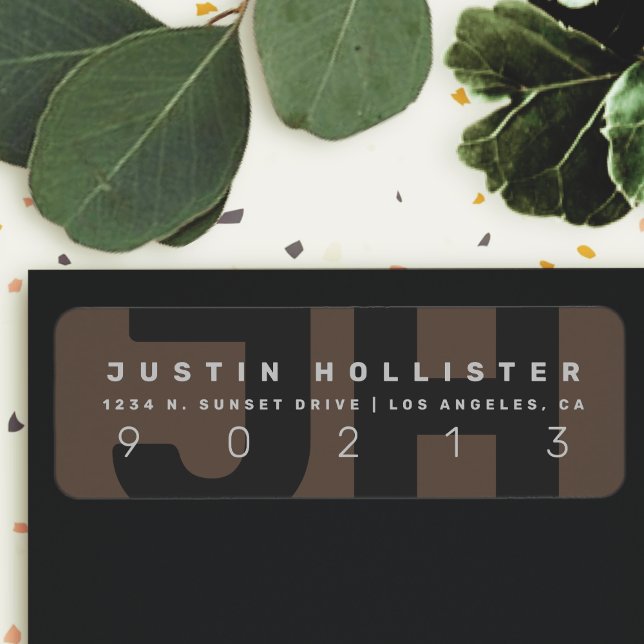 Etiqueta Monograma moderno de Guay | Dirección L de devoluc (Subido por el creador)