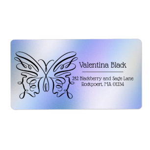 Etiqueta Monograma moderno de mariposa de dibujo de línea M