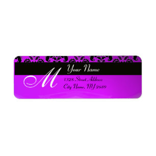 ETIQUETA MONOGRAMA NEGRO PURPLE DAMASK