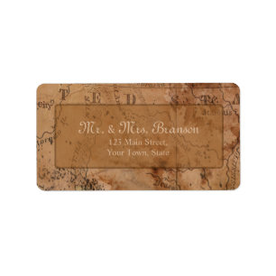 Etiqueta Monograma Personalizado de bodas de destino de map