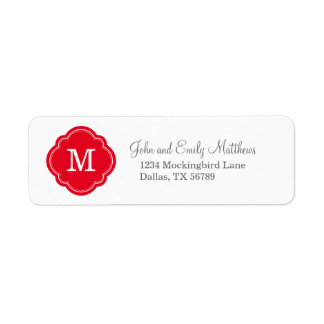 Etiqueta Monograma personalizado de Personalizado rojo