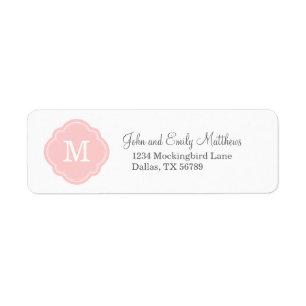 Etiqueta Monograma personalizado de Personalizado rosa clar
