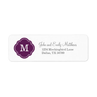 Etiqueta Monograma personalizado de Plum Purple Personaliza