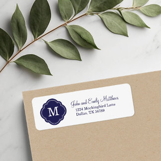 Etiqueta Monograma personalizado del Personalizado azul de