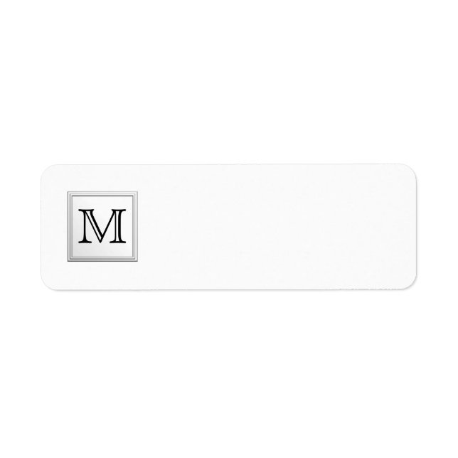 Etiqueta Monograma Personalizado impreso. Blanco y negro. (Frente)