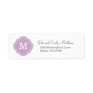 Etiqueta Monograma personalizado Lilac Purple Personalizado