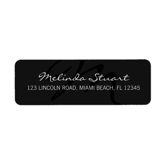 Etiqueta Monograma profesional moderno gris oscuro (Frente)