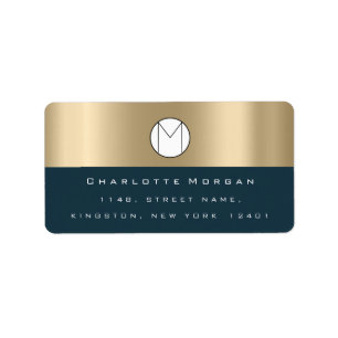Etiqueta Monograma Sepia Negra Oro Naval Mínima RSVP