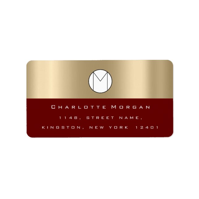 Etiqueta Monograma Sepia Oro Negro Mínimo Marrón RSVP (Frente)