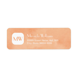 Etiqueta Monograma simple y Moda de Naranja Peach con nombr