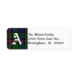 Etiqueta Monograma tradicional de Allison Tartan Plaid