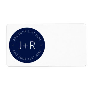 Etiqueta Monograma y texto de las parejas azules de la mari